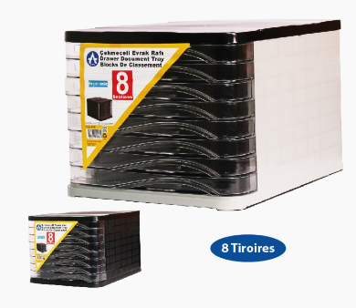 Tiroirs 8 étages en plastique